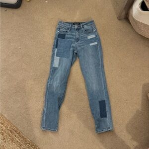 Judy Blue Patchwork Straight Leg Boyfriend Fit Light Wash!